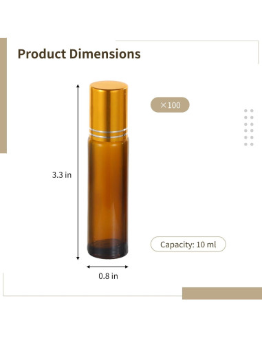 100 Botellas de Rodillo 10 ml Lnrueg Vidrio Marrón A Prueba de Fugas