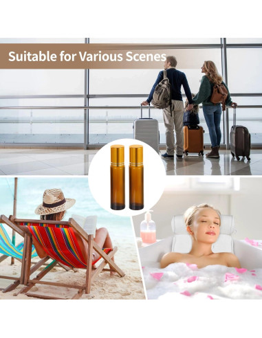 100 Botellas de Rodillo 10 ml Lnrueg Vidrio Marrón A Prueba de Fugas