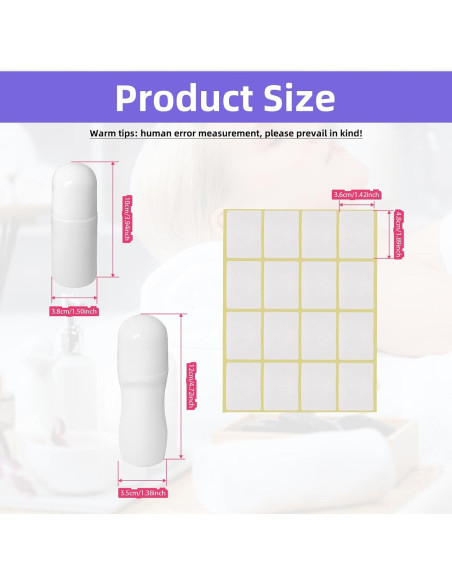 10 Botellas Vacías Roll-On 50ml LJZP Plástico Blanco Reutilizables