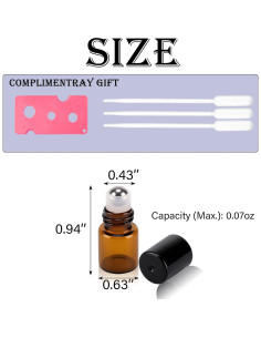 30 Botellas de Rodillo Ámbar 2ml RAMFIYN para Aceites Esenciales 2