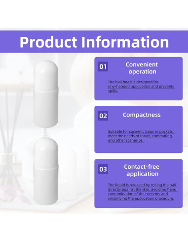 10 Botellas Vacías Roll-On 50ml LJZP Plástico Blanco Reutilizables