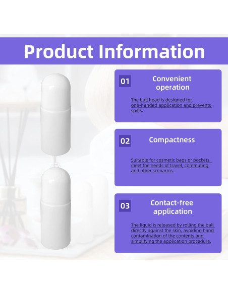 10 Botellas Vacías Roll-On 50ml LJZP Plástico Blanco Reutilizables