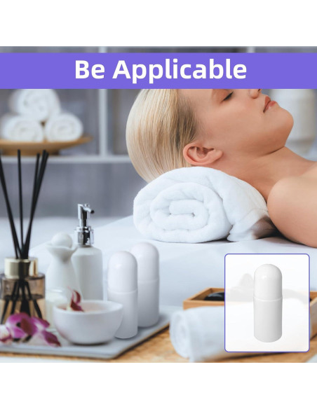 10 Botellas Vacías Roll-On 50ml LJZP Plástico Blanco Reutilizables