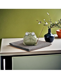 Soporte de Incienso de Rana Cerámica KoovDem Verde 7.62cm 2