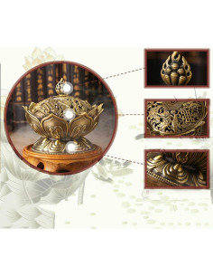 Quemador de Incienso Clásico QRZLP de Cobre Antiguo 7.8cm 2