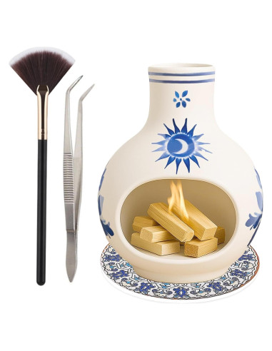 Soporte para Palo Santo BENEONY UMAIL Cerámica Azul y Blanco