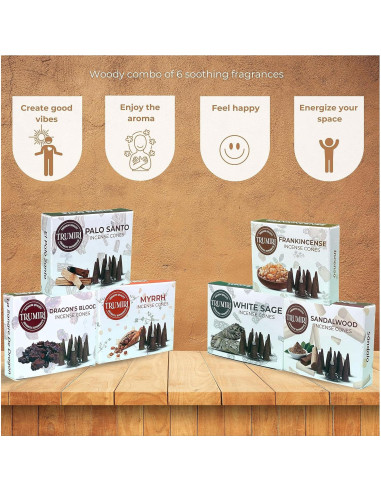 Conos de Incienso Trumiri Woody - 60 Conos Aromatizados