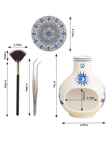 Soporte para Palo Santo BENEONY UMAIL Cerámica Azul y Blanco