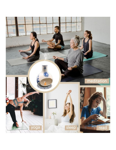 Soporte para Palo Santo BENEONY UMAIL Cerámica Azul y Blanco