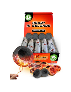 Discos de Carbón Rubí Rojo - 100 Tabletas - Encendido Rápido