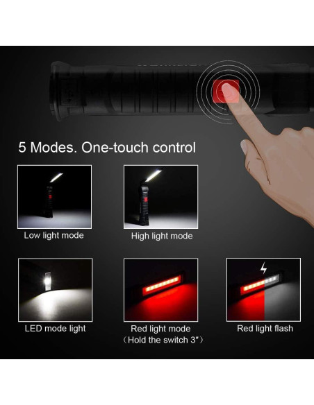 2Pack Luces de Trabajo LED Recargables USB con Base Magnética
