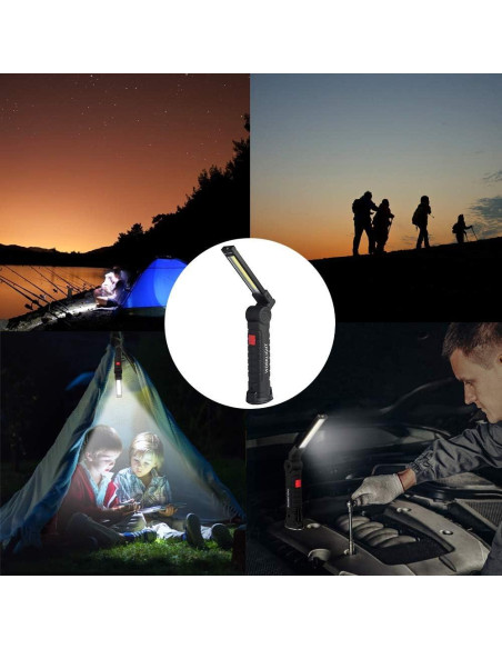 2Pack Luces de Trabajo LED Recargables USB con Base Magnética