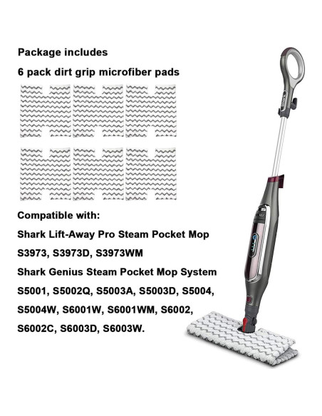 Paquete de 6 almohadillas de microfibra para mopas Shark Paquete de 6 almohadillas de microfibra para mopas Shark