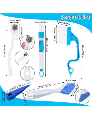 10 Piezas Cepillo de Limpieza 2-en-1 Patelai para Ventanas y Puertas