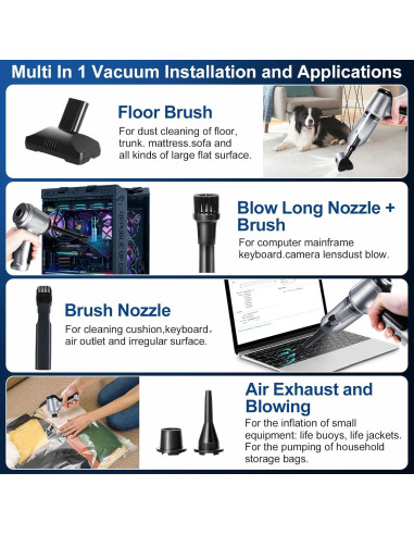 Mini Aspiradora Inalámbrica Easges 3 en 1 15000PA Gris