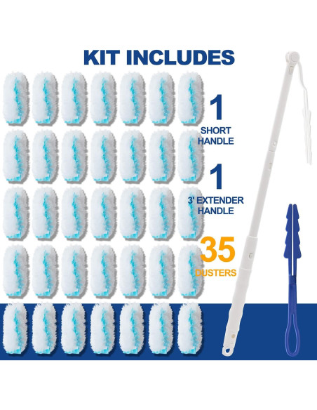 Kit de Limpieza LANARP con 35 Recargas y 2 Mangos Extensibles