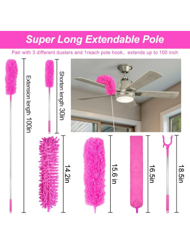 Juego de limpieza CALBEAU 15 piezas con varilla extensible 254 cm