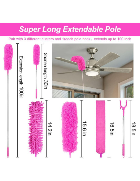 Juego de limpieza CALBEAU 15 piezas con varilla extensible 254 cm