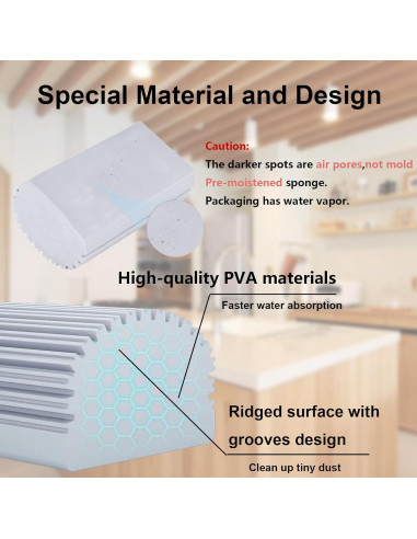 Paquete de 6 Esponjas Limpiadoras Húmedas HDAIUCOV Gris