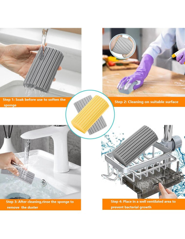 Paquete de 6 Esponjas Limpiadoras Húmedas HDAIUCOV Gris