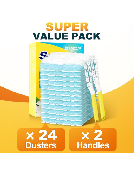 Plumero Electrostatic JOYMOOP con 2 Mangos y 24 Recargas Azules