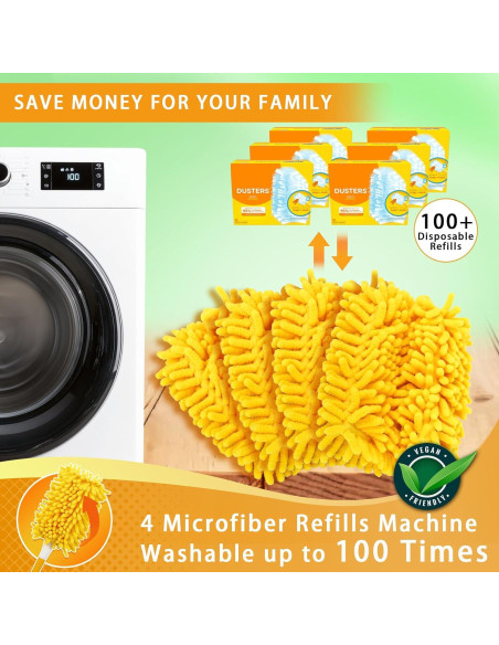 Recargas de Plumero Reutilizables Yicotira - 4 Paquete Microfibra