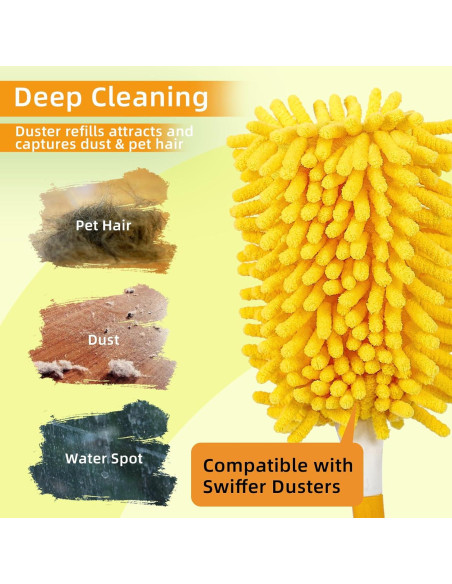 Recargas de Plumero Reutilizables Yicotira - 4 Paquete Microfibra