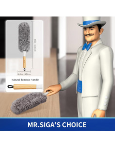 Plumero de Microfibra MR.SIGA con Mango de Bambú y Recambios 2