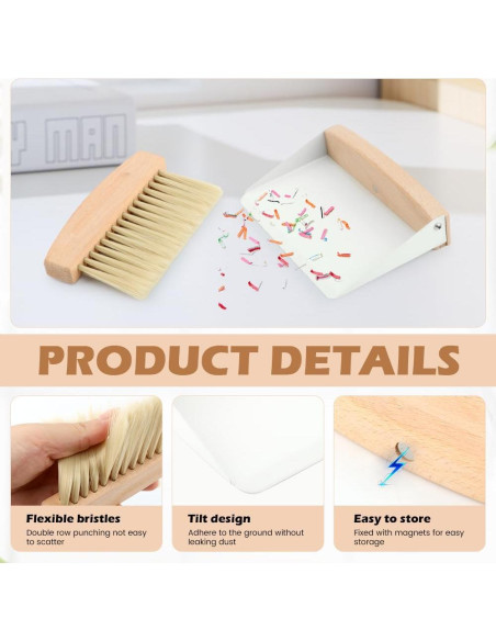 Juego de Mini Cepillo y Recogedor Pilarmuture - Madera, 15.5x10.5cm