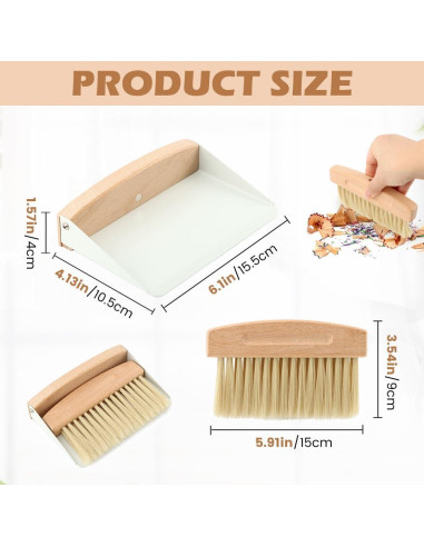 Juego de Mini Cepillo y Recogedor Pilarmuture - Madera, 15.5x10.5cm