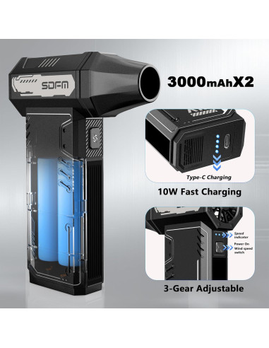 Soplador de Aire Comprimido SDFM X15 - 180,000 RPM Inalámbrico