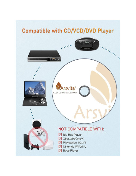 Limpiador de Lentes Láser Arsvita para Reproductores de CD/DVD