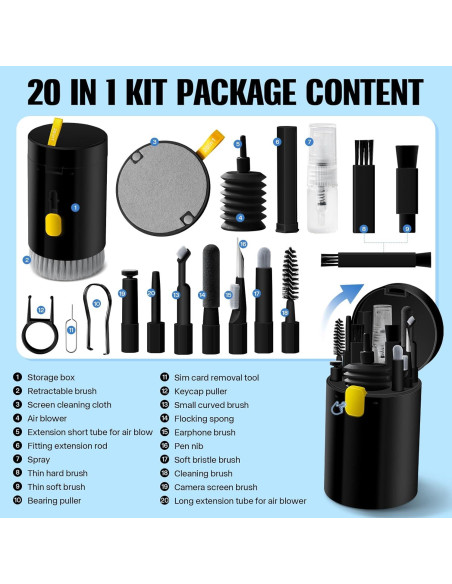 Kit de Limpiador Multifuncional Shmian 20 en 1 para Electrónicos