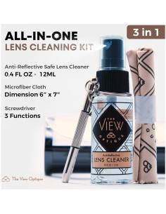 Kit de Limpieza de Gafas The View Optique - Spray 0.4oz + Paño + Destornillador 2