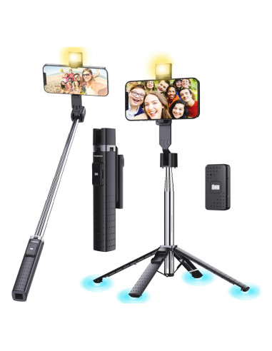 Soporte de Selfie Iluminado Fugetek FT-557-B, 4 Patas, Control Remoto