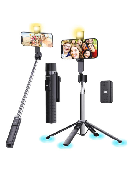 Soporte de Selfie Iluminado Fugetek FT-557-B, 4 Patas, Control Remoto