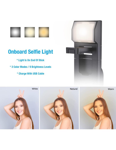 Soporte de Selfie Iluminado Fugetek FT-557-B, 4 Patas, Control Remoto