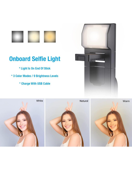 Soporte de Selfie Iluminado Fugetek FT-557-B, 4 Patas, Control Remoto
