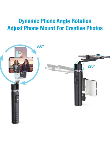 Soporte de Selfie Iluminado Fugetek FT-557-B, 4 Patas, Control Remoto