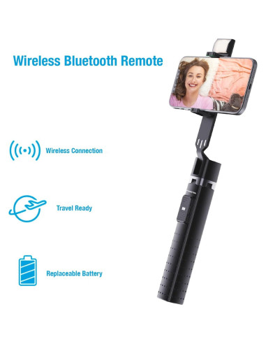 Soporte de Selfie Iluminado Fugetek FT-557-B, 4 Patas, Control Remoto