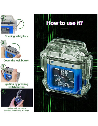 Encendedor Eléctrico RSBYE Azul a Prueba de Viento USB