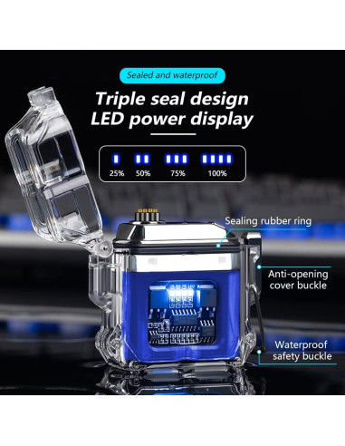 Encendedor Eléctrico RSBYE Azul a Prueba de Viento USB