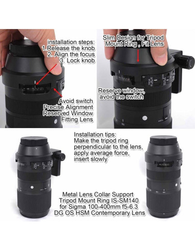 Soporte de Collar de Lente iShoot para Sigma 100-400mm