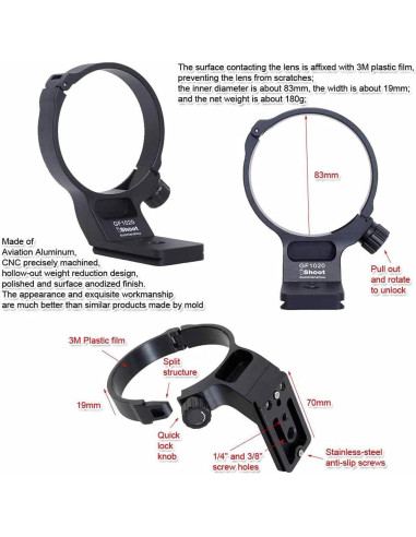 Anillo de Montaje de Trípode iShoot para Fujifilm GF 100-200mm y 250mm