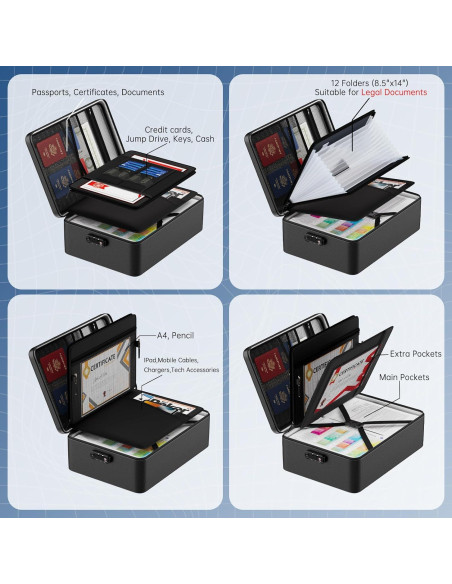 Bolsa de Documentos Ignífuga JIHOX 43x29 cm Impermeable