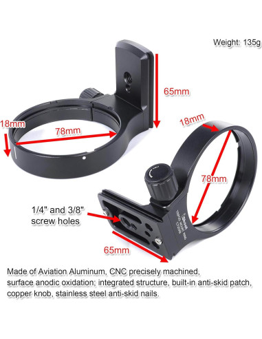 Anillo de Montaje en Trípode iShoot 78mm para Canon Lentes