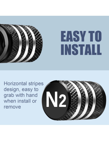 Tapas de Válvula de Neumático DECURCAR N2 Nitrógeno - Paquete de 5