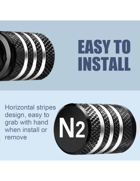Tapas de Válvula de Neumático DECURCAR N2 Nitrógeno - Paquete de 5