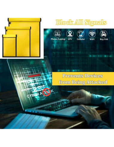 Paquete de 3 Bolsas Faraday Quctak Amarillas 50x38 cm