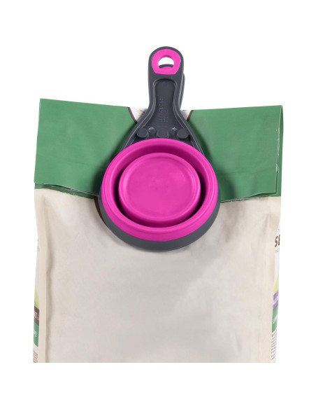 Cucharón Plegable Dexas KlipScoop 1 Taza Fucsia para Mascotas